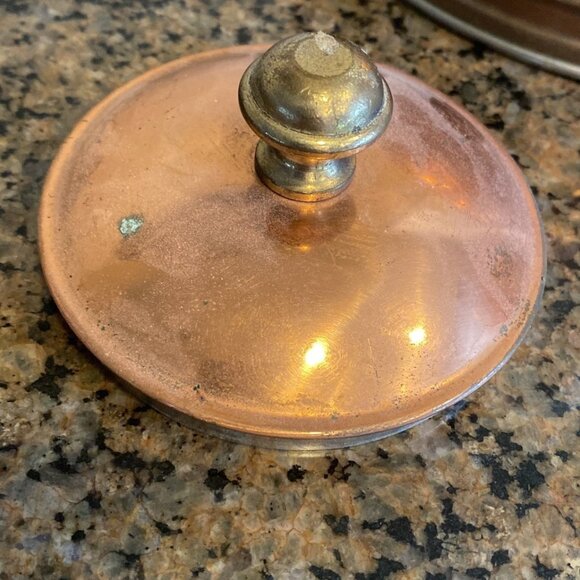 Vintage Antique Heart Pattern 7" Copper Teapot Kettle with Lid - Picture 7 of 12